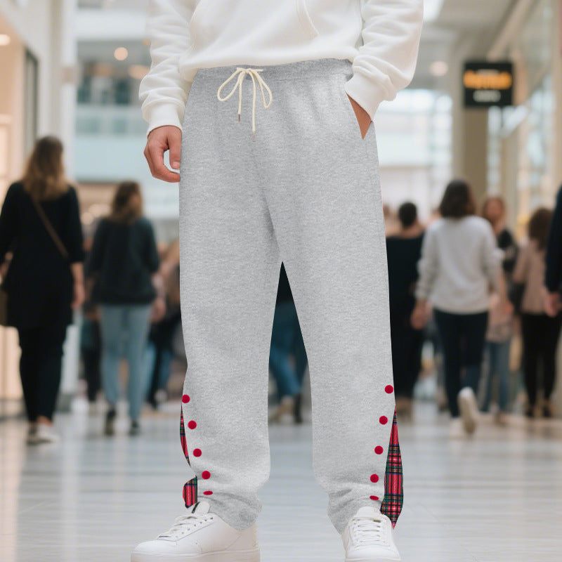 Herren Relaxed-Fit Jogginghose mit Karo-Seitenpasse, Druckknopfleiste & Kordelzug – Sorevano