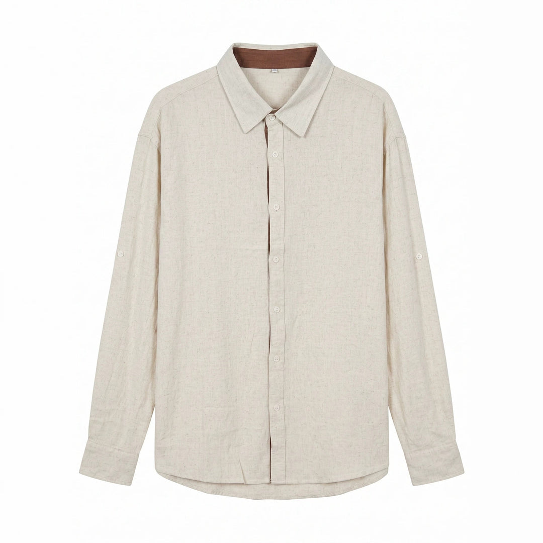 Unisex Leichtes Oversize‑Hemd in Leinenoptik mit Kentkragen und Ärmelsteg Echoarchiv