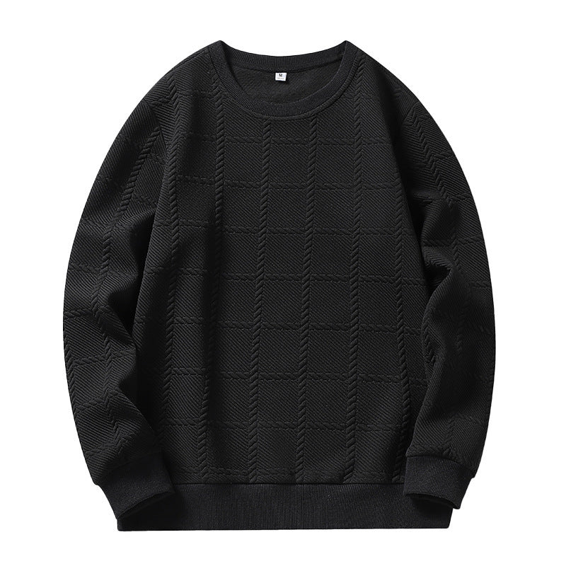 Herren Feinstrukturierter Rundhals‑Strickpullover mit Karomuster und lässigem Schnitt Echo Archiv