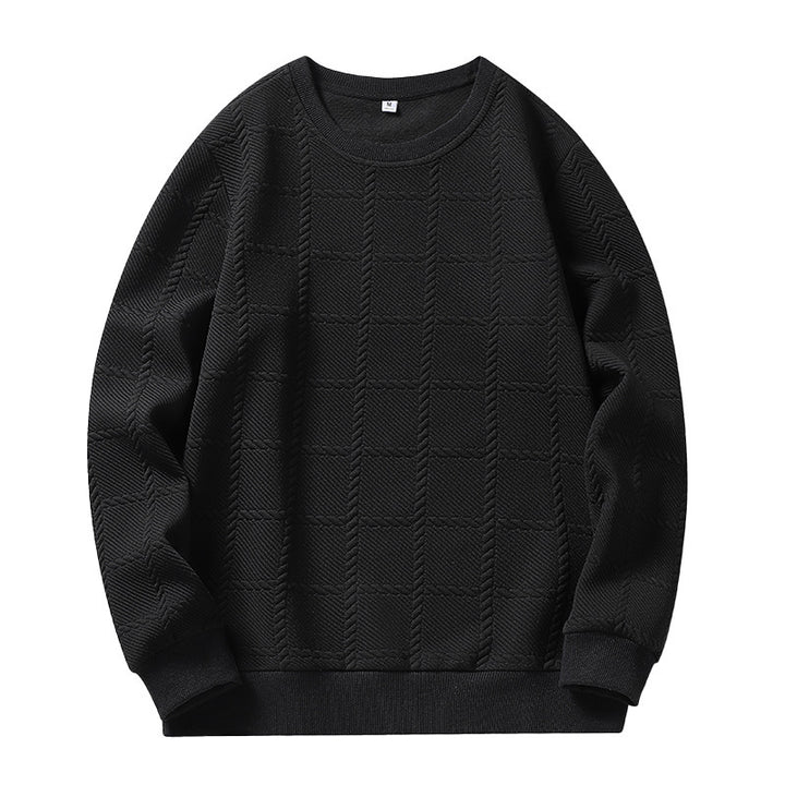 Herren Feinstrukturierter Rundhals‑Strickpullover mit Karomuster und lässigem Schnitt Echo Archiv