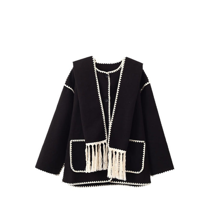 Damen Elegante und komfortable Wolle-Mantel Echo Archiv