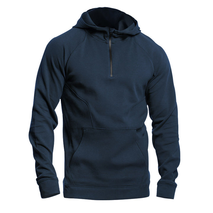 Herren sportlicher Kapuzenpullover mit halbem Reißverschluss und innovativer Struktur Echoarchiv