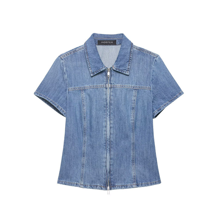 Damen Denim Kurzjacke mit Reißverschluss Echo Archiv