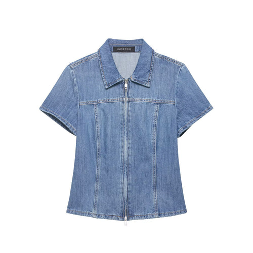 Damen Denim Kurzjacke mit Reißverschluss Echo Archiv