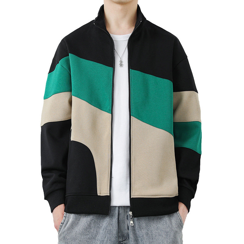 Herren sportliche Steppjacke mit hohem Kragen und modischen Farbblöcken Echoarchiv
