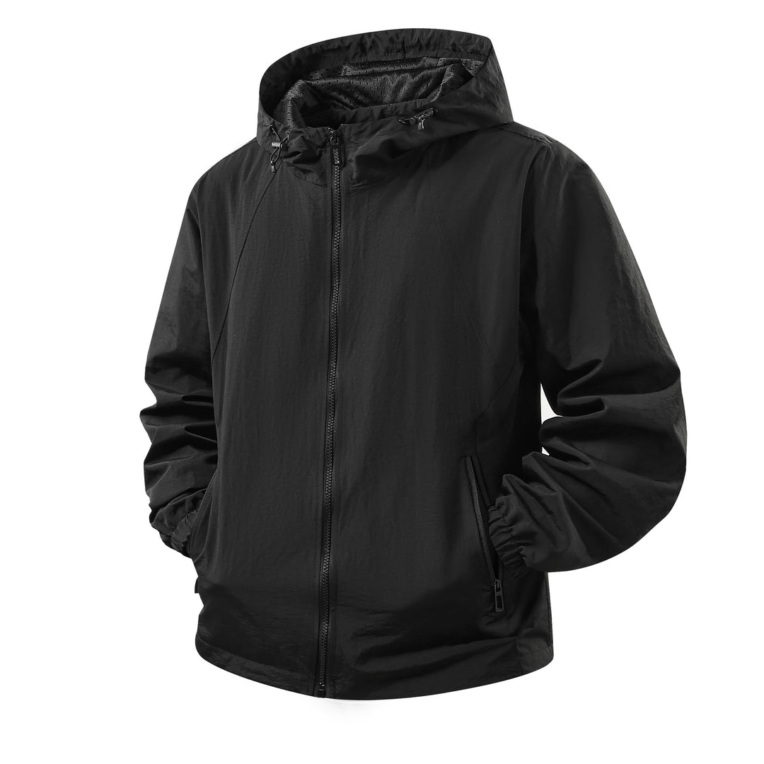 Herren Leichte atmungsaktive Kapuzen-Windjacke mit Mesh-Innenfutter und Reißverschlusstaschen Echo Archiv