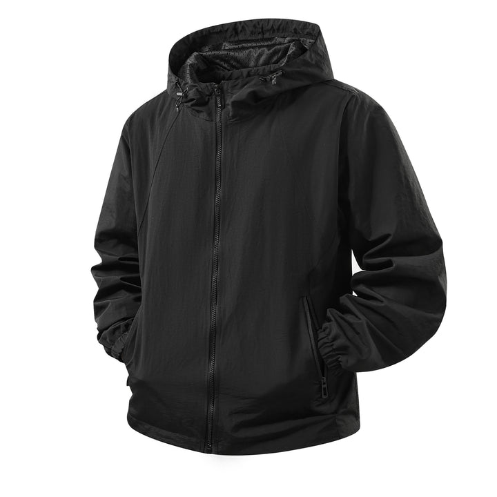Herren Leichte atmungsaktive Kapuzen-Windjacke mit Mesh-Innenfutter und Reißverschlusstaschen Echo Archiv