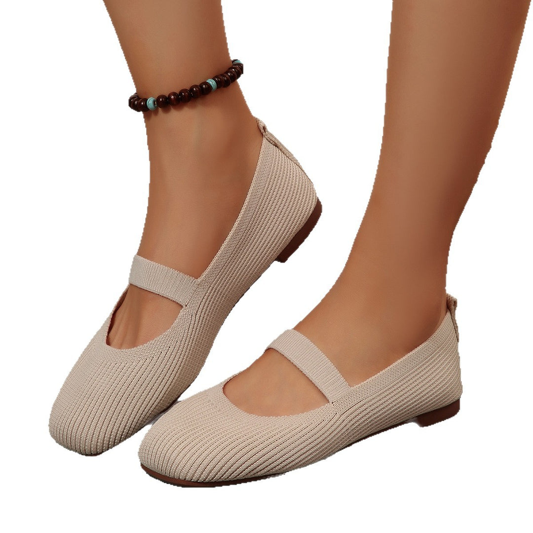 Damen  leichte Strick-Mary-Jane-Ballerina mit elastischem Riemen und flexibler Gummilaufsohle Echo Archiv