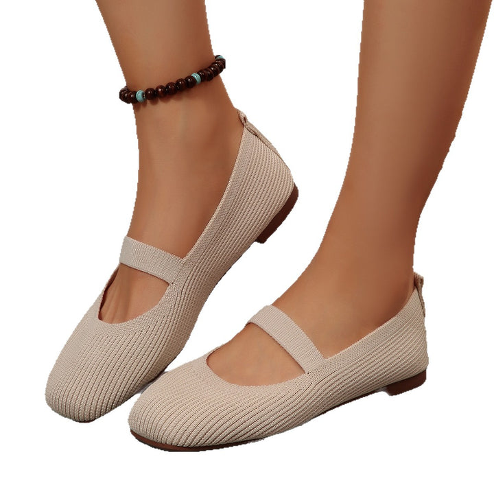 Damen  leichte Strick-Mary-Jane-Ballerina mit elastischem Riemen und flexibler Gummilaufsohle Echo Archiv