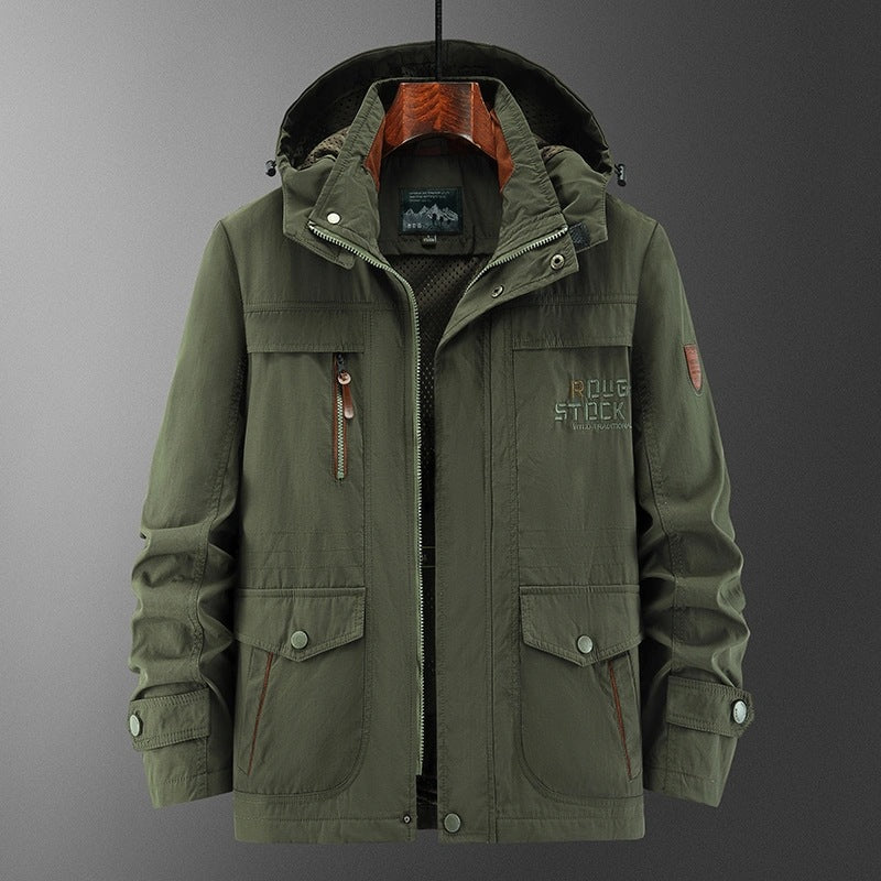 Herren Wetterfeste Utility-Fieldjacke mit Kapuze, Mesh-Futter und Multifunktions-Taschen Echo Archiv