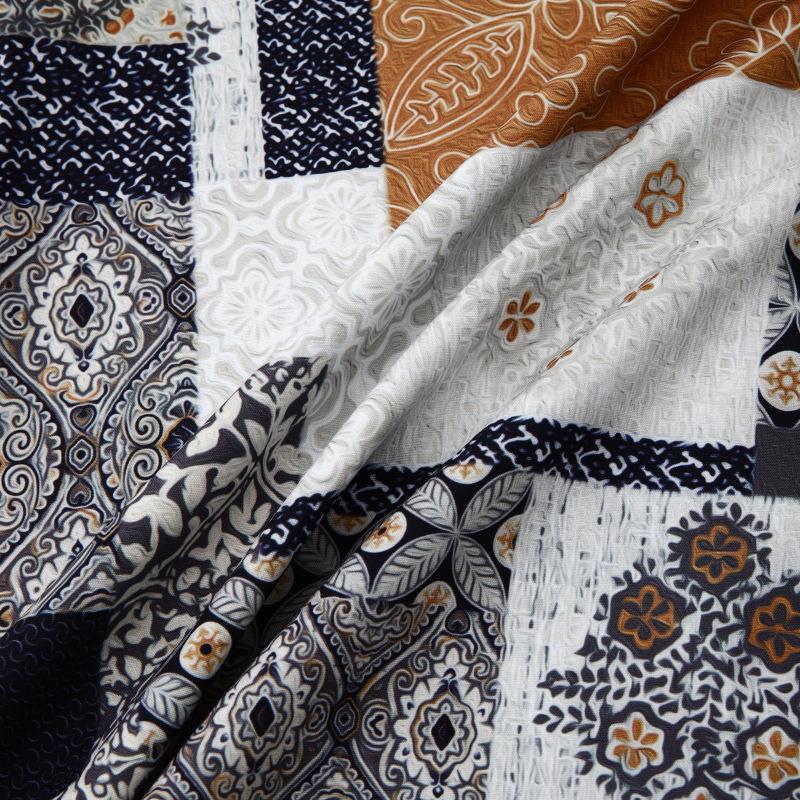 Herren Kurzarmhemd mit kreativem Patchwork-Design und praktischer Brusttasche Echoarchiv