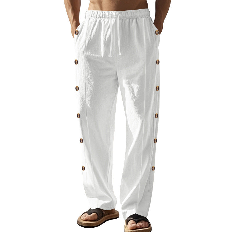Herren lässige Strandhose mit knöpfbarem seitlichem Design und flexiblem Bund Echoarchiv