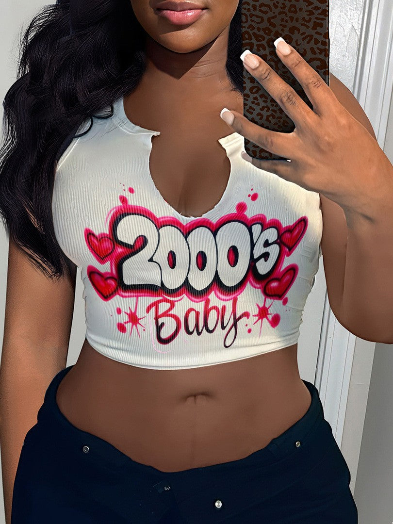 Damen Crop-Top mit auffälligem Schriftzug und lockerer Passform Echo Archiv