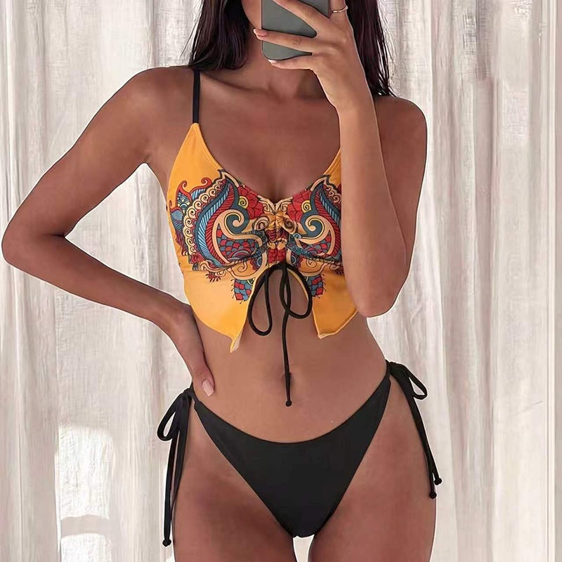 Damen Bikini-Oberteil mit kunstvollem Musterdruck und verstellbaren Trägern Echo Archiv