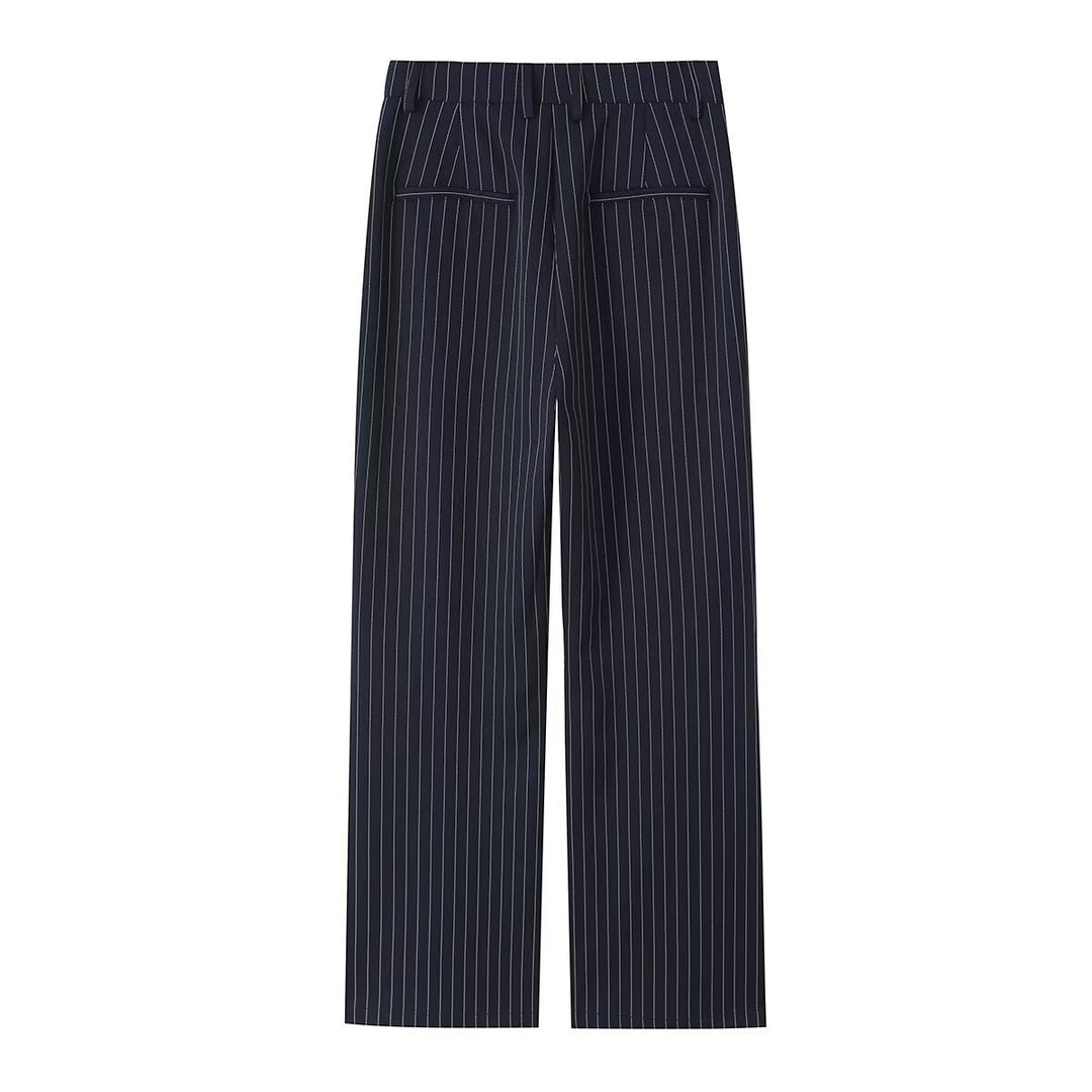Damen Highwaist-Hose mit weitem Bein und Nadelstreifen Echoarchiv