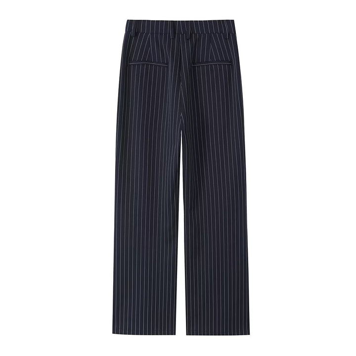 Damen Highwaist-Hose mit weitem Bein und Nadelstreifen Echoarchiv