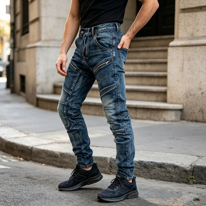 Herren Modische Jeans mit Reißverschluss-Details Echoarchiv