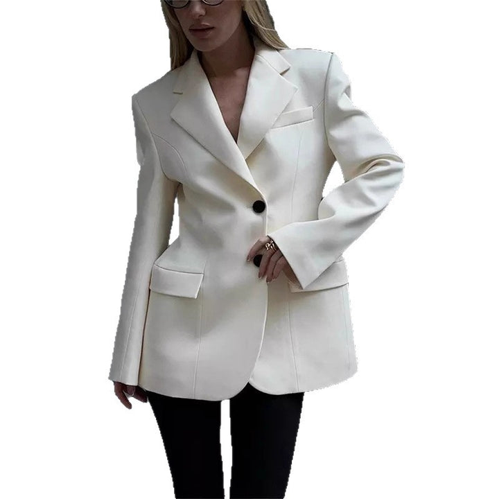 Damen Oversized Longblazer mit betonter Schulterpartie und Pattentaschen – Célinea