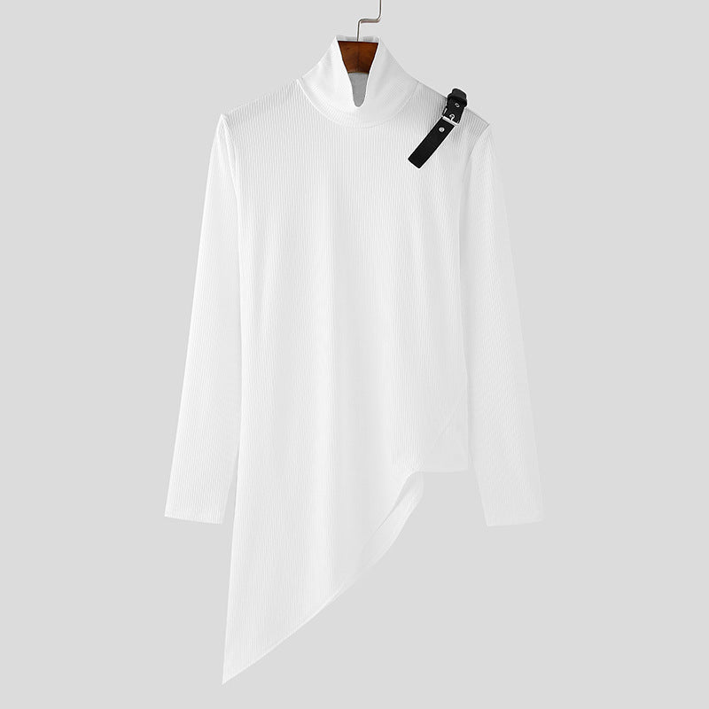 Damen nan asymmetrisches Longsleeve aus Feinstrick mit Stehkragen, diagonalem Saum und verstellbarem Schulterriemen Echo Archiv