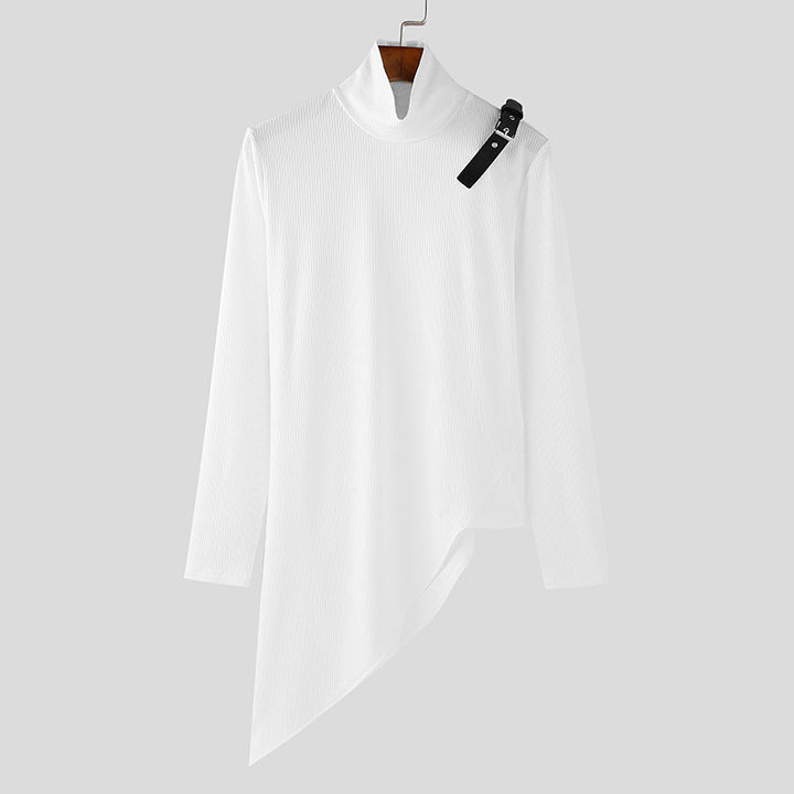 Damen nan asymmetrisches Longsleeve aus Feinstrick mit Stehkragen, diagonalem Saum und verstellbarem Schulterriemen Echo Archiv