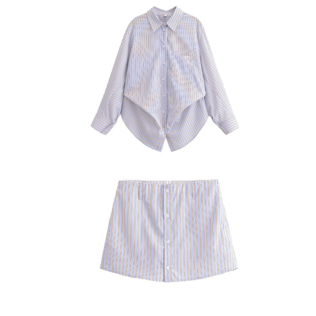 Damen Oversize-Hemdbluse mit feinen Längsstreifen, Brusttasche und abgerundetem Saum Echo Archiv