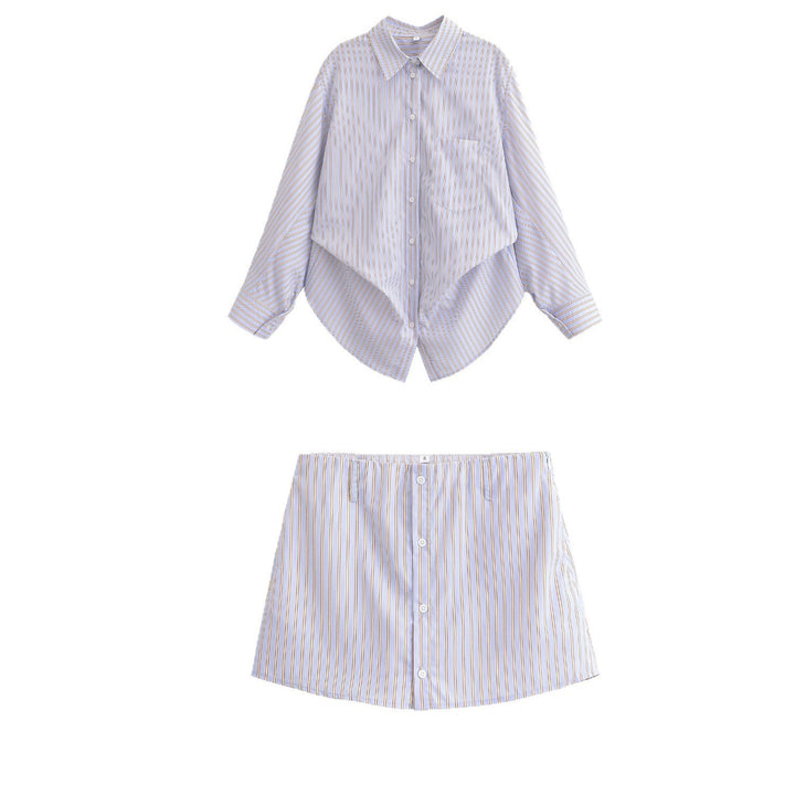 Damen Oversize-Hemdbluse mit feinen Längsstreifen, Brusttasche und abgerundetem Saum Echo Archiv