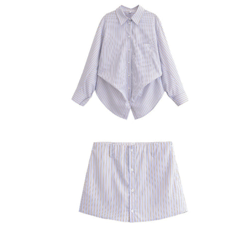 Damen Oversize-Hemdbluse mit feinen Längsstreifen, Brusttasche und abgerundetem Saum Echo Archiv