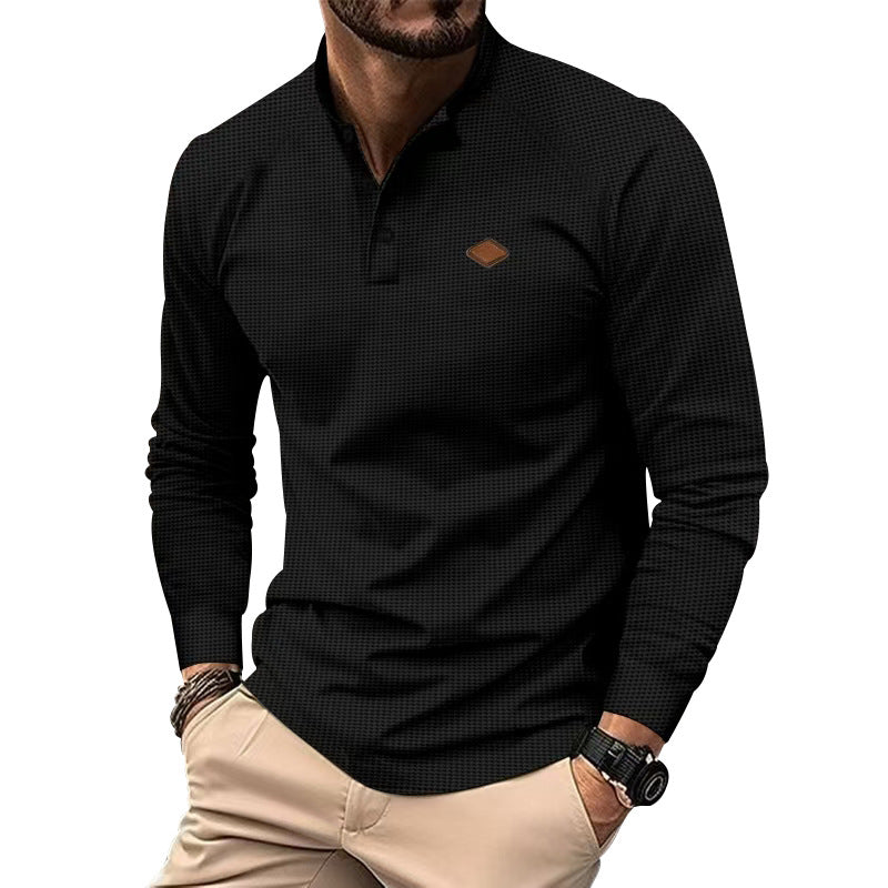 Herren Langarm-Henley-Shirt aus weichem Baumwollmix mit dekorativen Knöpfen Echoarchiv