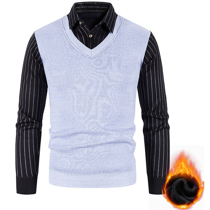 Herren Thermo-gefütterte V-Ausschnitt Strickweste mit Rippbündchen Echo Archiv