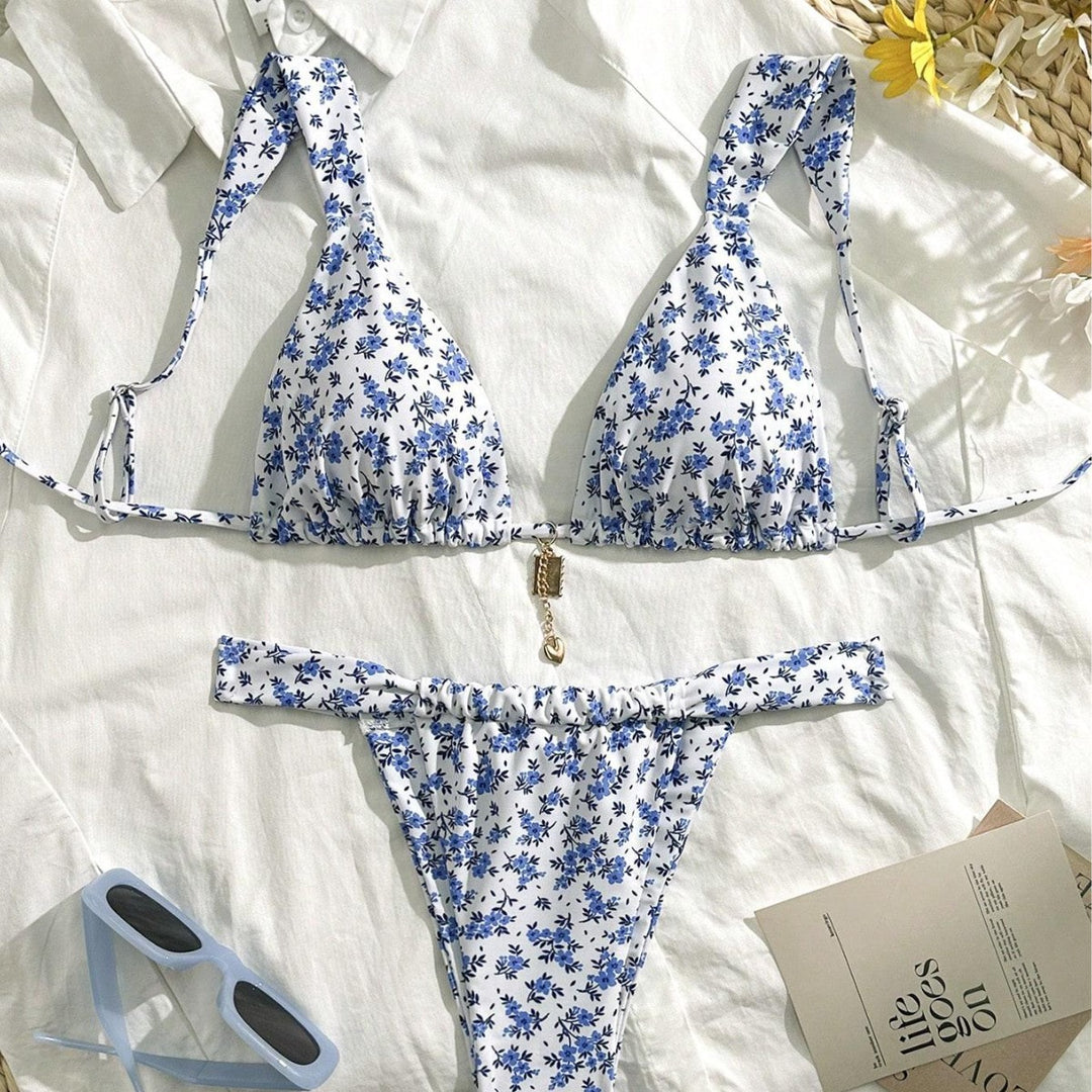 Damen Triangel-Bikini mit floralen Mustern und verstellbaren Trägern Echo Archiv
