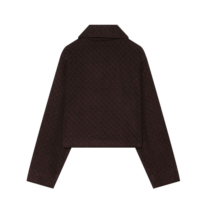 Damen Cropped gesteppte Cordjacke mit abgerundetem Kragen und Pattentaschen Echoarchiv