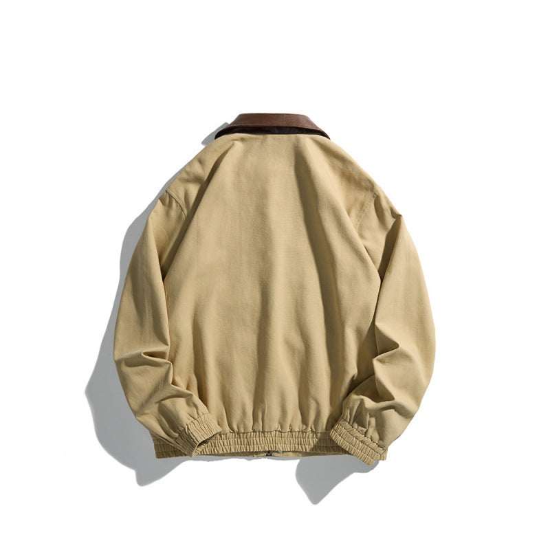 Herren Kurz geschnittene Blousonjacke mit Kunstlederkragen, Druckknopfleiste und elastischen Bündchen Echo Archiv