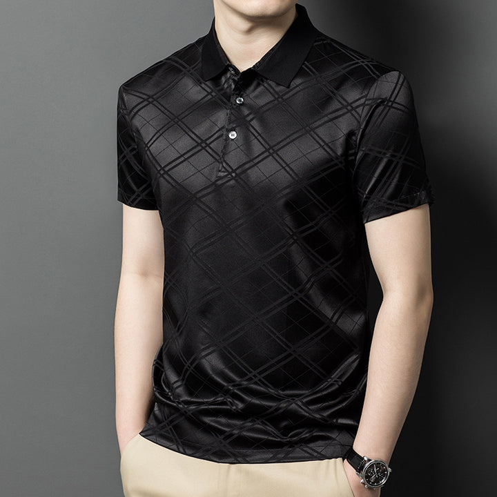 Herren elegantes Kurzarm-Polohemd mit modernem Strukturdesign Echoarchiv