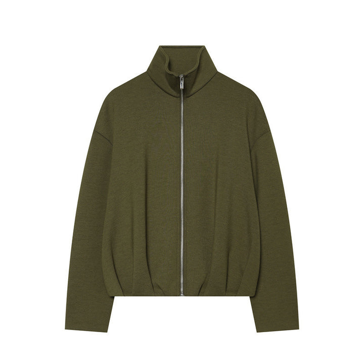 Damen Leichter Zip-Cardigan mit Stehkragen und kastiger Silhouette Echo Archiv