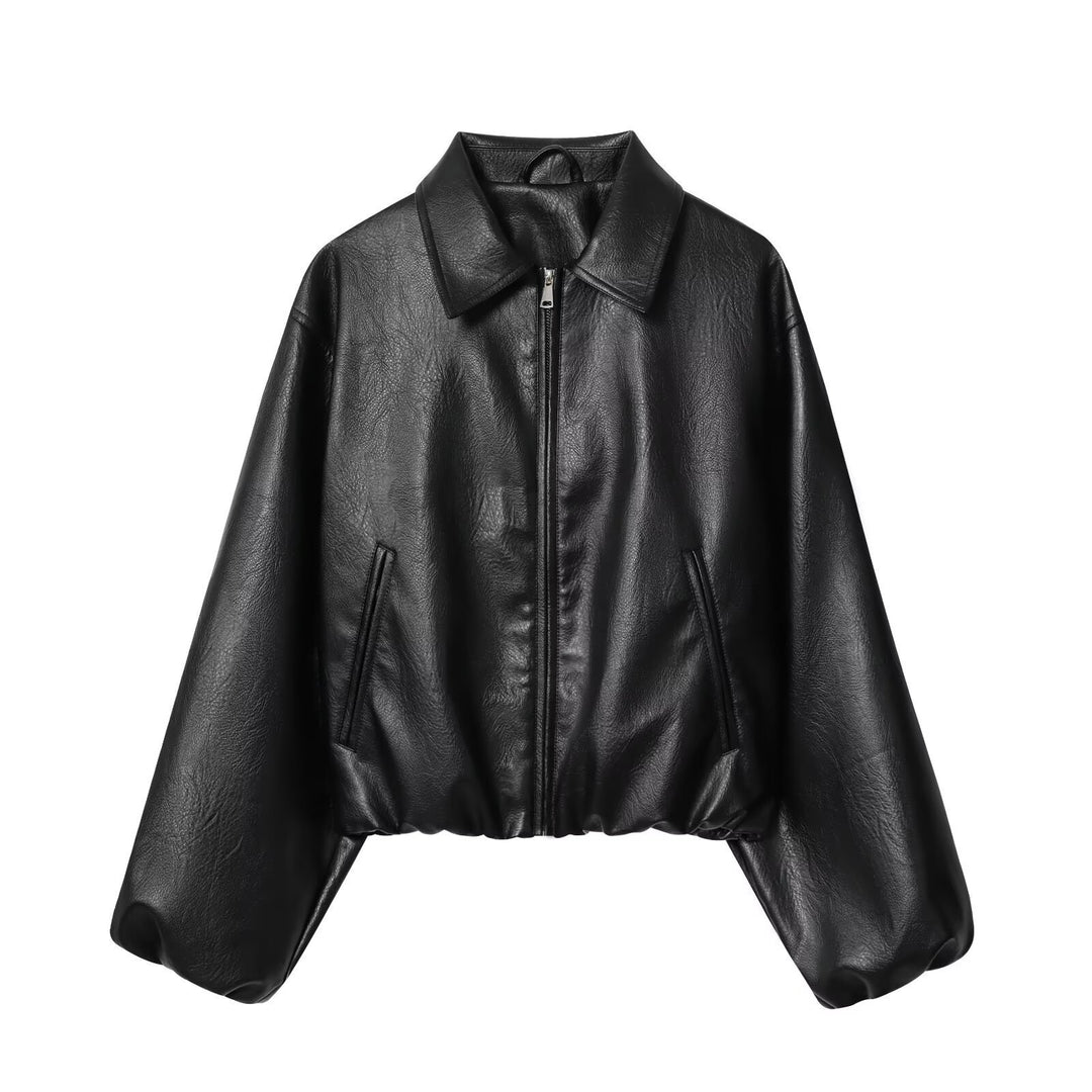 Damen Kurzjacke im Boxy‑Look aus veganem Leder mit verdecktem Reißverschluss Echo Archiv