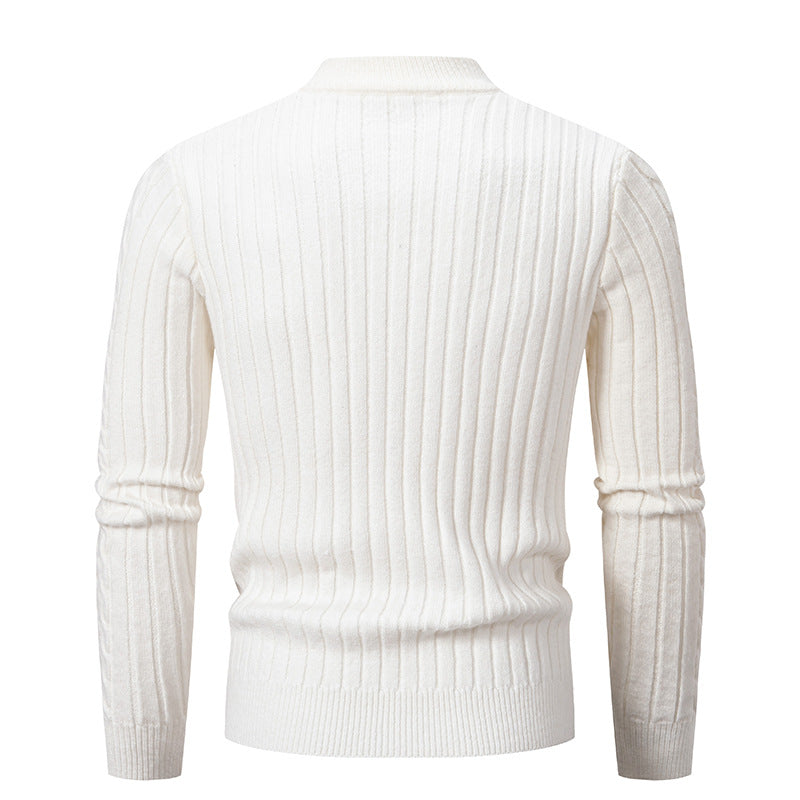 Herren Grobstrickpullover mit steigendem Kragen und Zopfmuster Echoarchiv