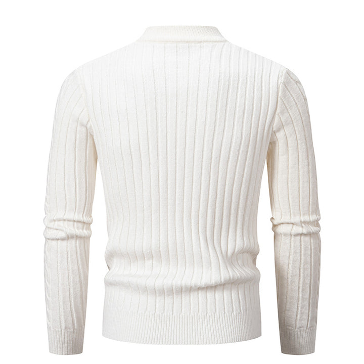 Herren Grobstrickpullover mit steigendem Kragen und Zopfmuster Echoarchiv