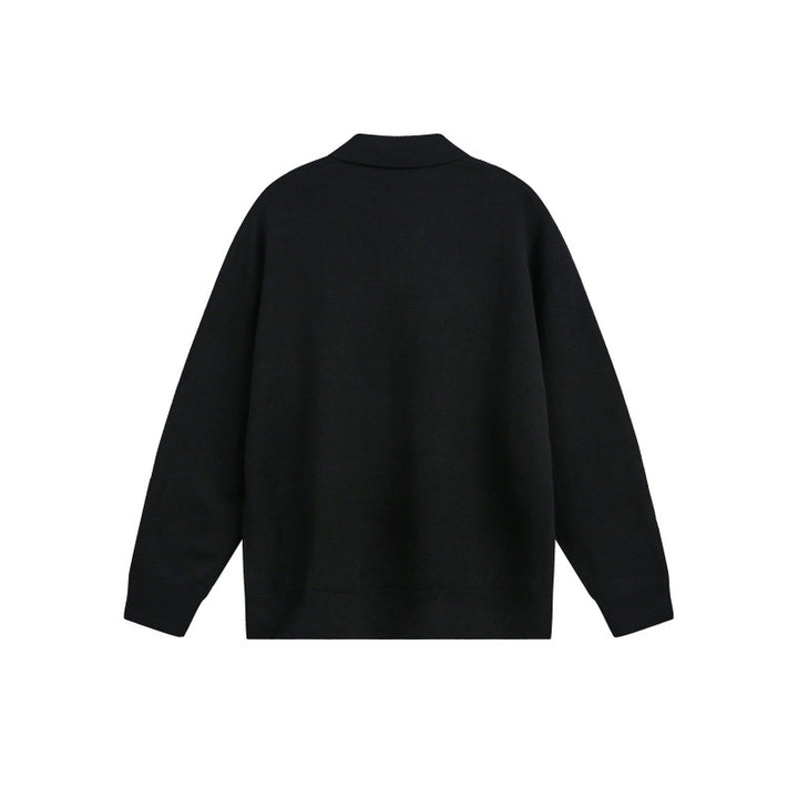 Herren Lockerer Strick-Polo-Pullover mit Knopfblende und Oversize-Schnitt Echoarchiv
