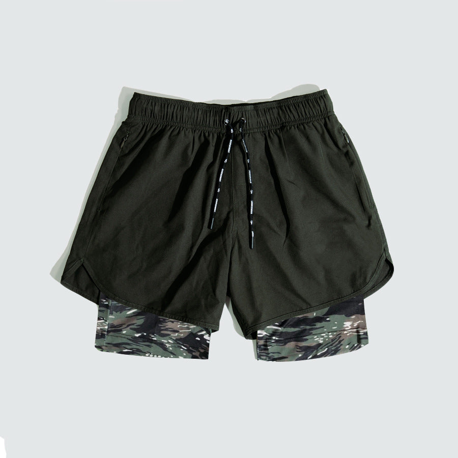 Herren Atmungsaktive Trainingsshorts mit integrierter Kompressionsunterhose und elastischem Bund Echoarchiv