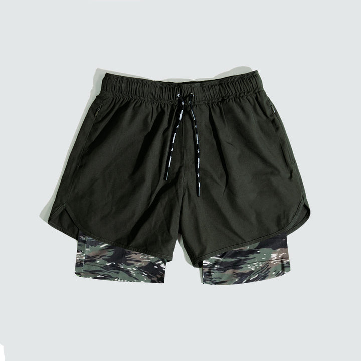 Herren Atmungsaktive Trainingsshorts mit integrierter Kompressionsunterhose und elastischem Bund Echoarchiv