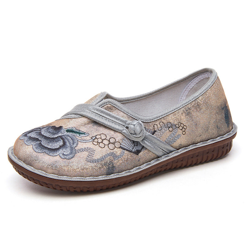 Damen nan bestickter leichter Ballerina-Slipper mit dekorativem Knotenriemen Echo Archiv
