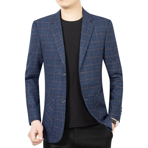 Herren Kariertes Slim-Fit Sakko aus Wollmischung – Tianoro
