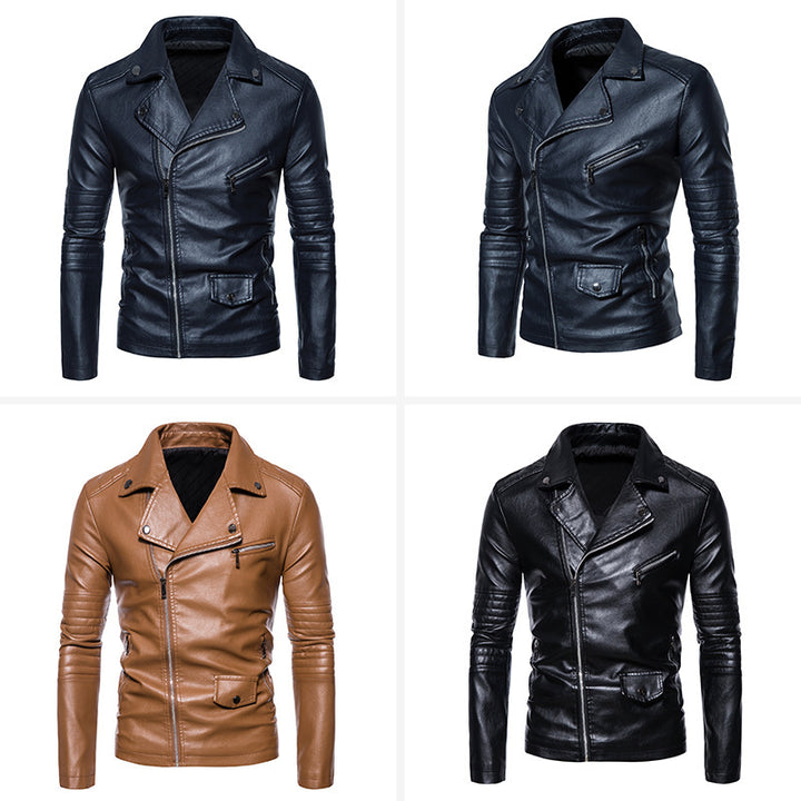 Herren stylische Bikerjacke mit asymmetrischem Reißverschluss und praktischen Taschen Echoarchiv