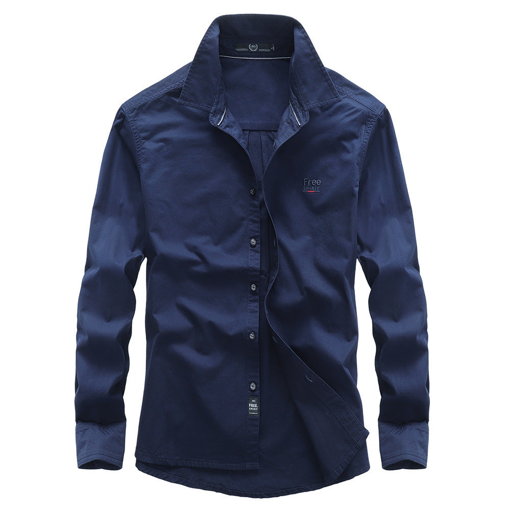 Herren Casual-Hemd aus Baumwollmix mit Kentkragen und dezentem Logo – Arvello