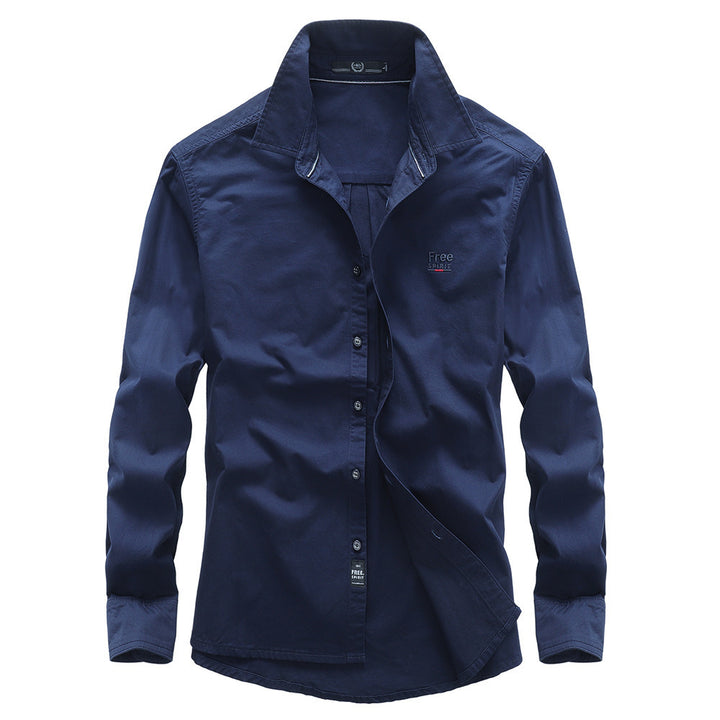Herren Casual-Hemd aus Baumwollmix mit Kentkragen und dezentem Logo – Arvello