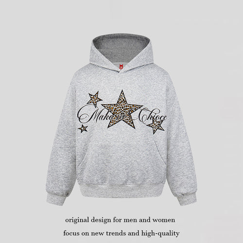 Damen Oversize Kapuzenpullover mit Kängurutasche und Leo‑Stern‑Print Echoarchiv