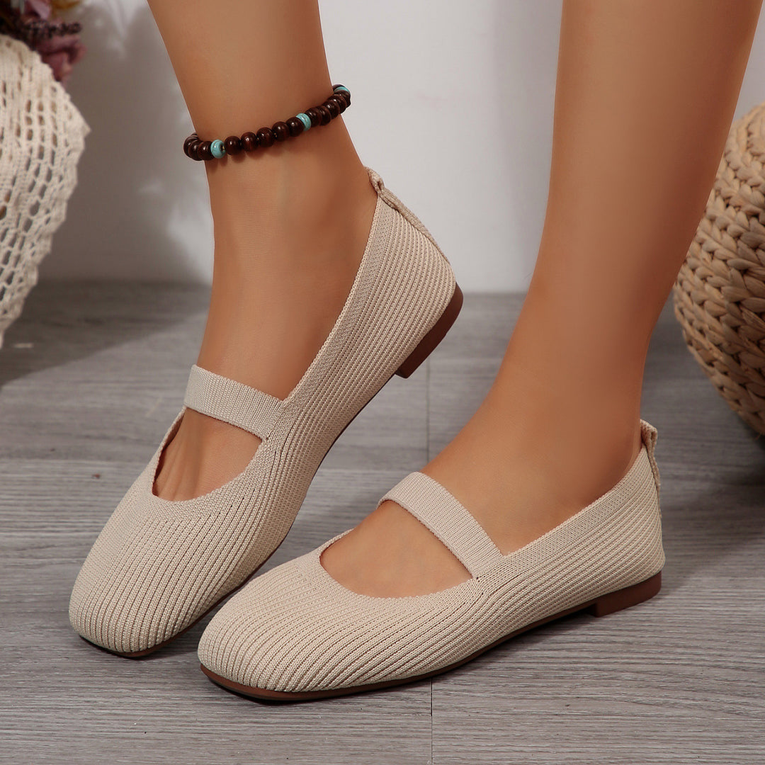 Damen  leichte Strick-Mary-Jane-Ballerina mit elastischem Riemen und flexibler Gummilaufsohle Echo Archiv