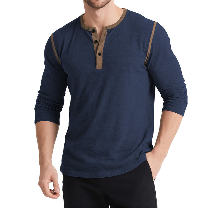 Herren sportliches Longsleeve Oberteil mit Knopfleiste Echoarchiv