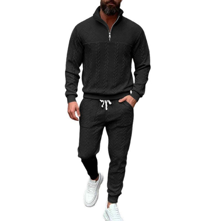Herren lässige Strick-Jogginganzug mit hohem Kragen und Reißverschluss Echoarchiv