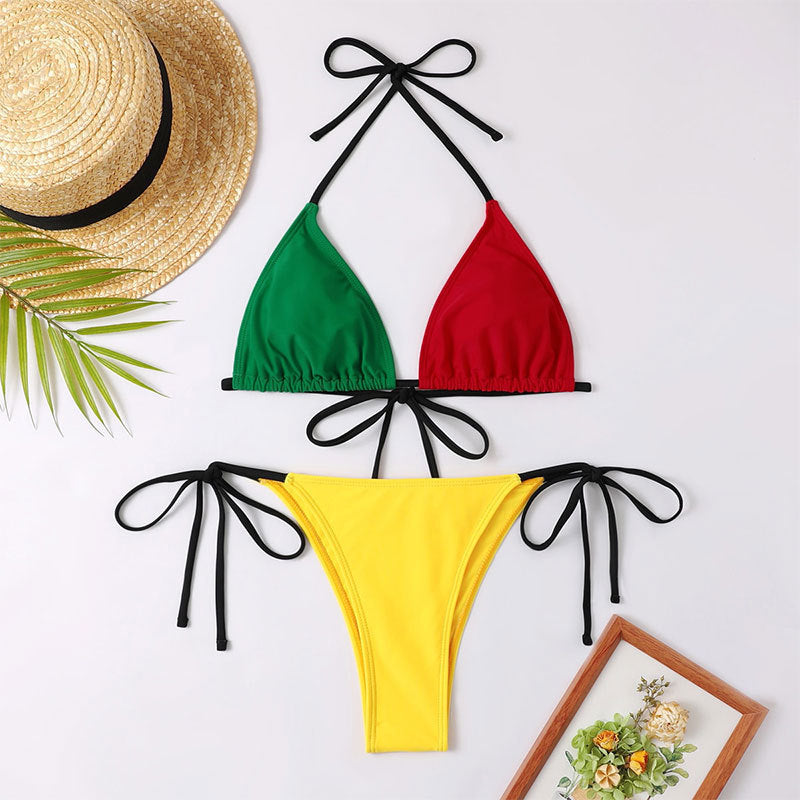 Damen Triangel-Bikini-Set mit farbenfrohen Bindebändern Echo Archiv